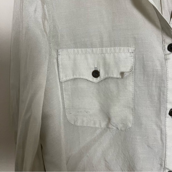 Sanctuary Cream Silk Blend Sheer Button Down Western Shirt Size Large Neutral - Picture 4 of 8